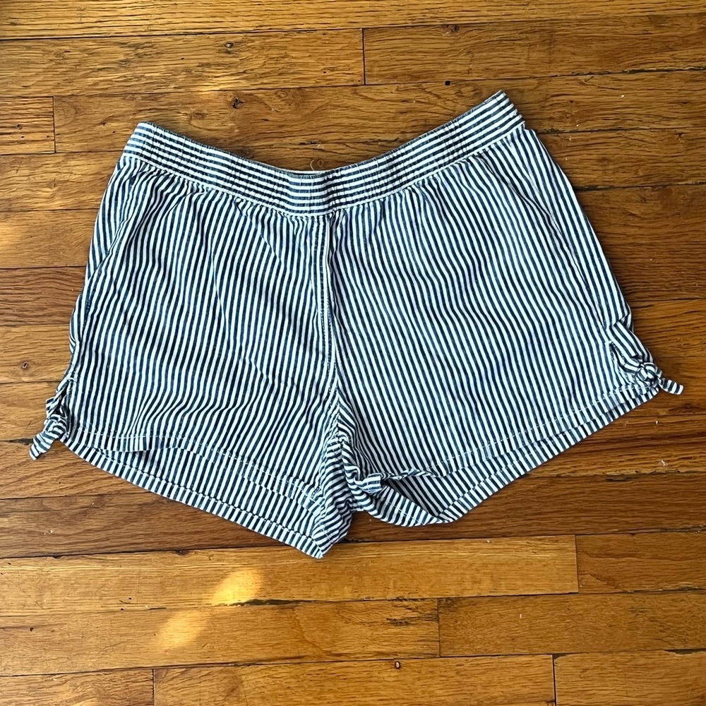 Madewell Elastic Waisted Stripped Shorts with Side Ties at Hem
